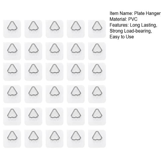10/20/30Pcs Invisible Adhesive Plate Hangers Strong Load-bearing Easy to Install Wall Plate Hangers Picture Hanging Vertical Hooks