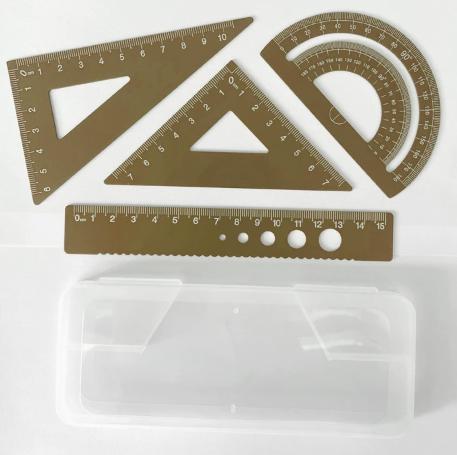 Aluminum Ruler Set 4-Piece, for Drafting, Measuring, School and Supplies