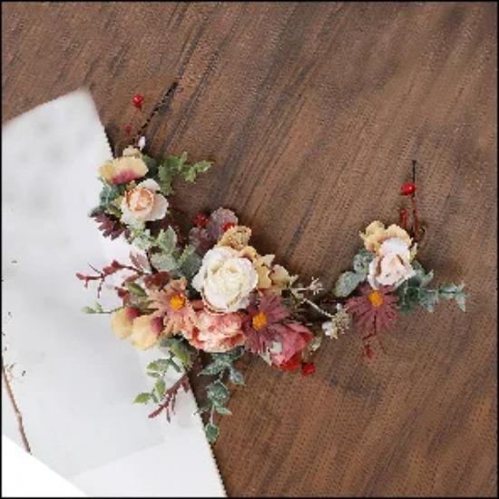 Simulated Flower Branches Flower Garlands Hairbands Girl Braids Hair Accessories Bridal Photography Props Holiday Headwear