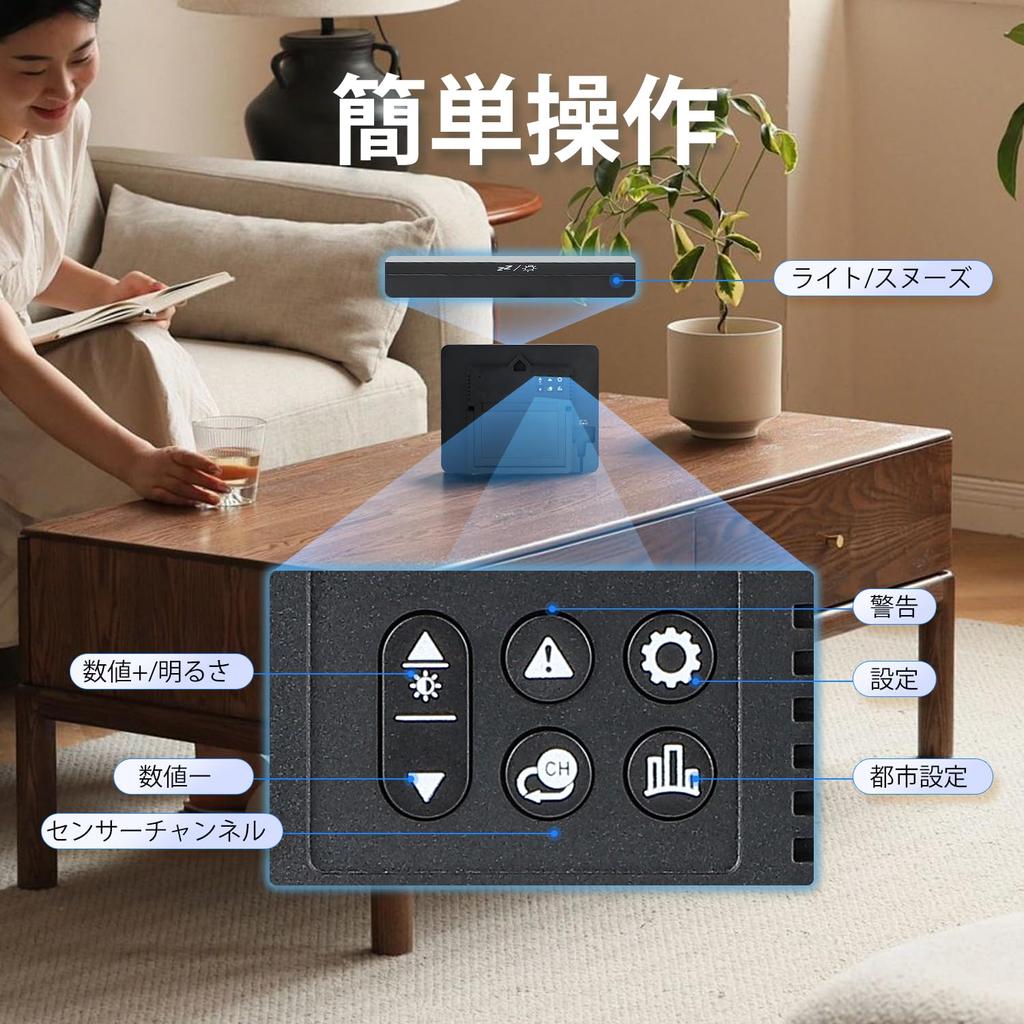 Moongiantgo Wetterstation Digital Tischwetter Innen- und Außentemperatur und Luftfeuchtigkeit Sonnenaufgangs- und Sonnenuntergangszeit Wettervorhersage Groß
