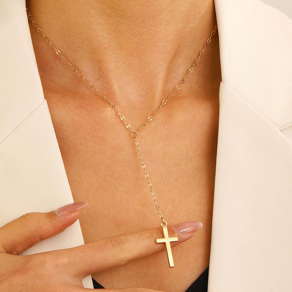 Популярное длинное ожерелье с крестом Женские пасхальные трендовые украшения Сексуальный кулон с кисточкой Дева