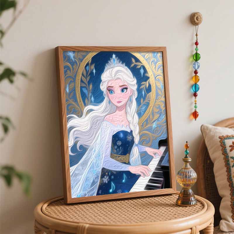 Disney digital oil painting art kit ice queen piano handmade diy home decorations