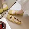 Fashion 2025 New Mary Jane Shoes Woman Summer Autumn Leisure Flats Breathable Knitted Square Toe Female Daily Walking Driving Flat Shoes