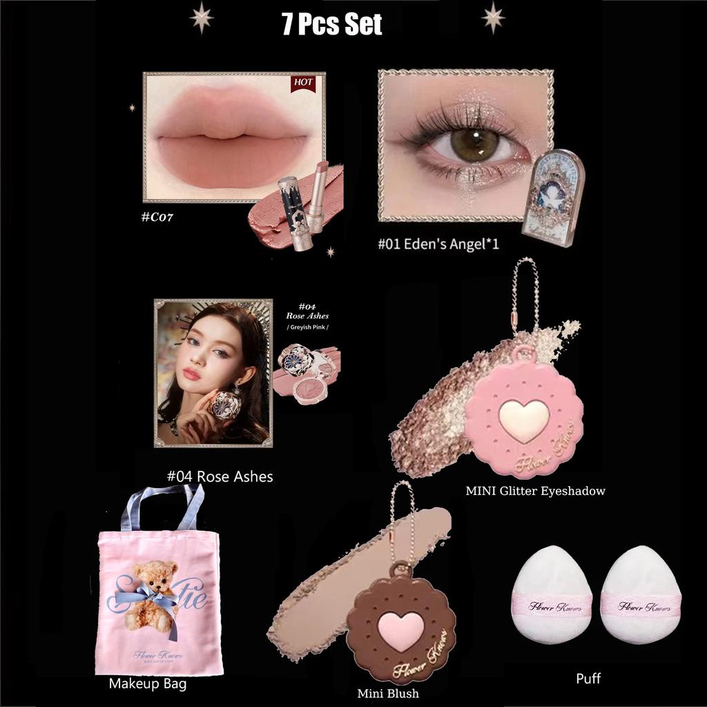 Flower Know Makeup Set Little Angel Collection Make Up Gift Box Eye Shadow Blush Matte Lipstick Highlighter Full Kit All In One