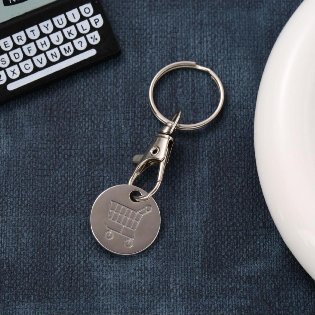 New Metal Shopping Trolley Coin Holder Keychain Portable Carts Token Lobster Buckle Key Chain for Supermarket Promotion Gift