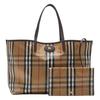 Burberry Vintage Check Canvas Leather Trim Large Tote Bag With Equestrian Knight Detail For Daily Use