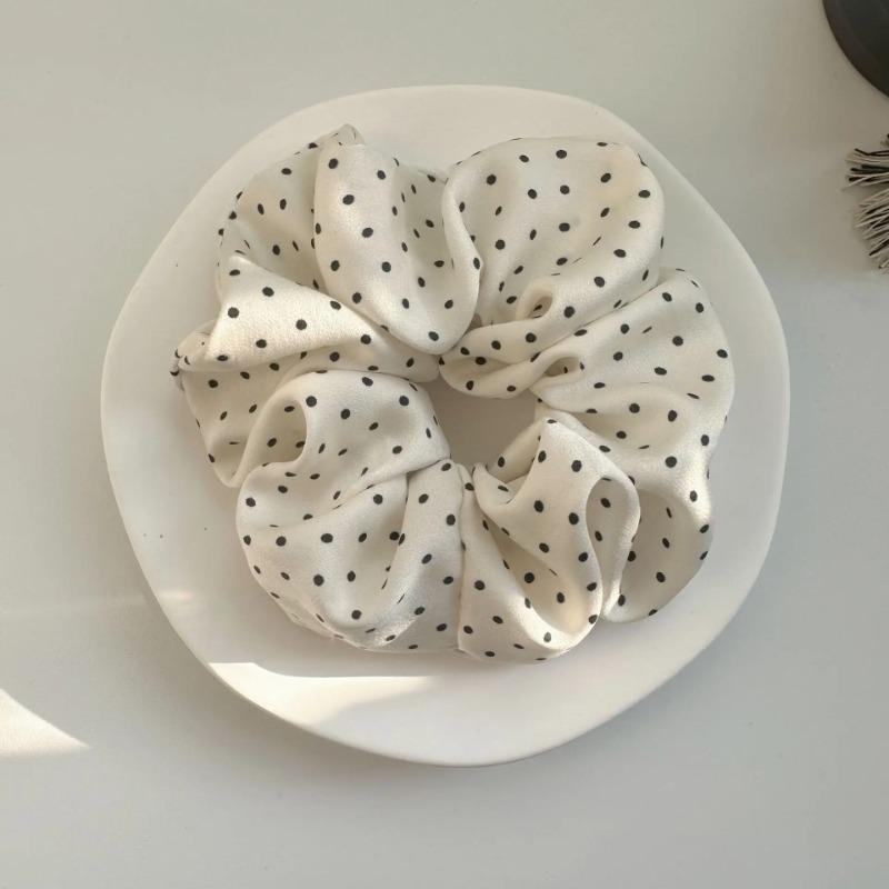 Mode Coréenne Points Satin Scrunchies Pour Femmes Blancs Grands Élastiques Cheveux Soie Attache Cheveux Filles Noir Support Queue de Cheval Corde à Cheveux