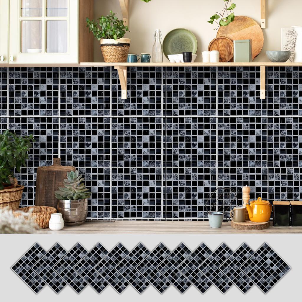 12 Self-adhesive Kitchen Waterproof and Oil-proof Wall Stickers, Bathroom Wall Decoration Renovation, Beautification Strong Wallpaper Stickers