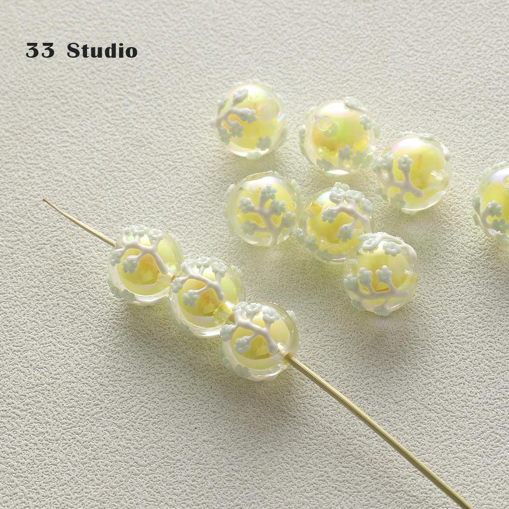 Pure Hand-painted Beads Stickers Diamonds Set Pearl Diy Jewelry Accessories Material Package Beads Car Pendant Cell Phone Chain Beads