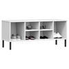 350996 vidaXL Étagère à chaussures pieds en métal Blanc 106x35x45cm Bois OSLO
