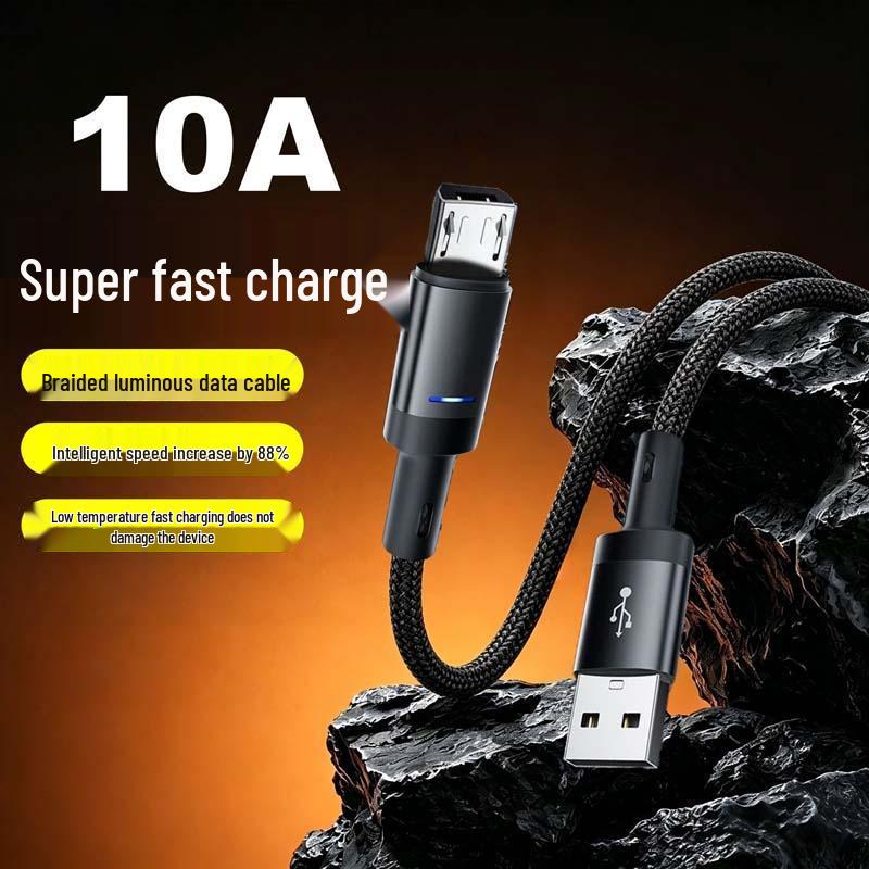 LED Data Cable with USB-C Fast Charging for Huawei, OPPO, Xiaomi, Android, Apple, and Car Chargers