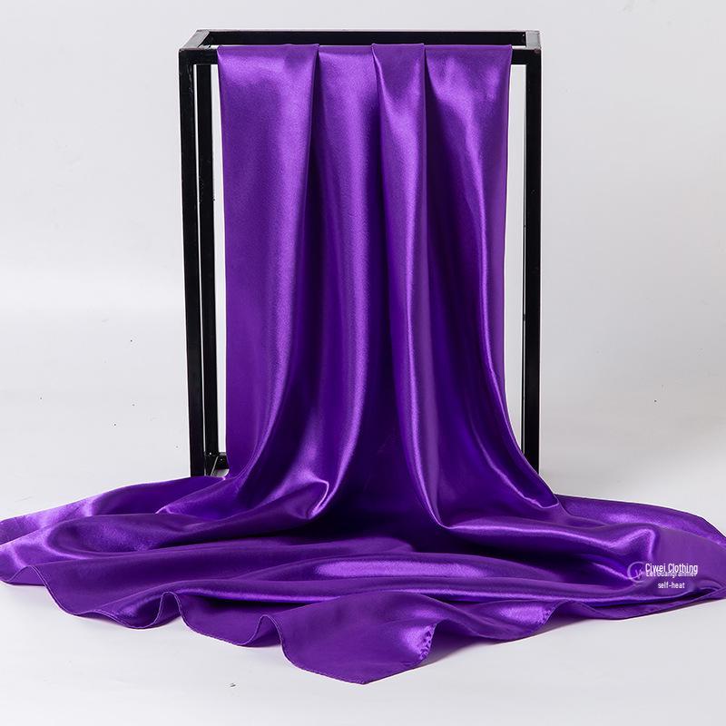 Koreanischer monochromer Satin-Seidenschal: Großes quadratisches Kopftuch für Frühling und Herbst – Elegantes All-Match-Accessoire für Damen