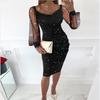 2024 Elegant V-neck Mesh Sleeve Bodycon Evening Dress