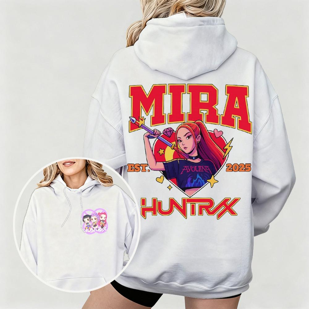 Women KPop Demon Hunters Hoodie with Mira Graphic Character Perfect for Autumn Winter Casual Wear Fashionable Outdoor Pullover