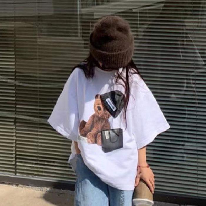 

Корейская детская футболка из чистого хлопка: Летнее платье с короткими рукавами в стиле BF 2023 для мальчиков и девочек 150