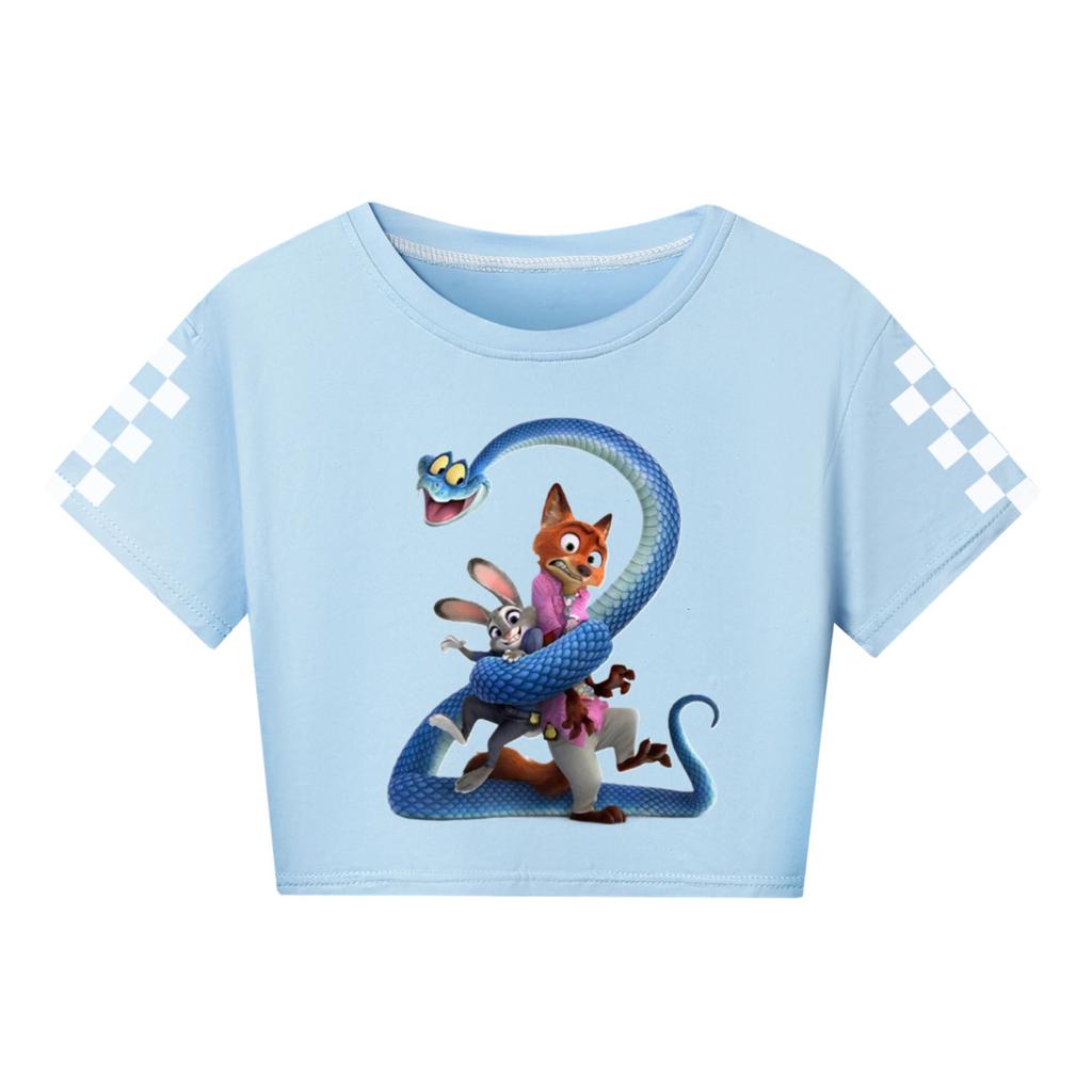 Modische Rundhals-Kurzarm-Arbeitskleidung bedruckte Oberteile für Kinder-Sommeroberteile