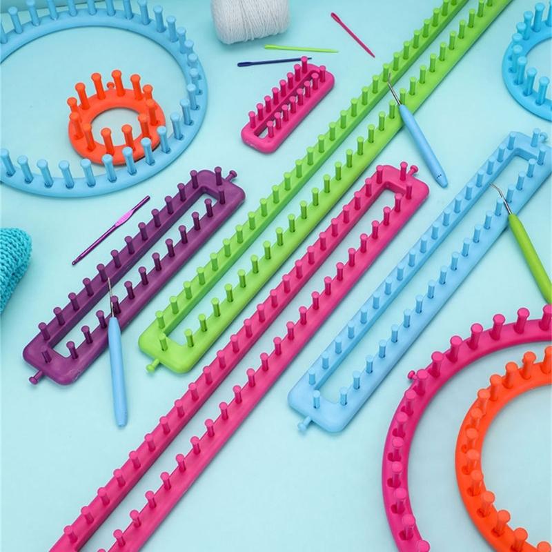 1 or 2 Set Knitting Frame Multifunctional Knitted Loomed Set Round Rectangular Knitting Board For Hat Scarves