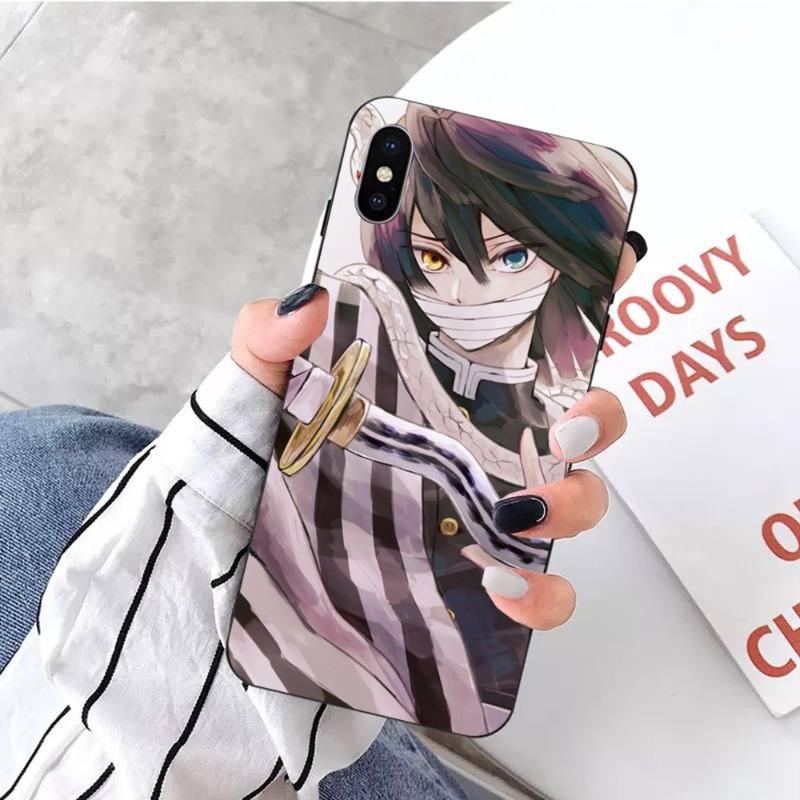 

Чехол для телефона Iguro Obanai Demon Slayer для IPhone 14 13 12 11 XS X 8 7 6 Plus Mini Pro Max SE 2022, мягкий черный чехол для телефона iPhone 7 or 8 Plus