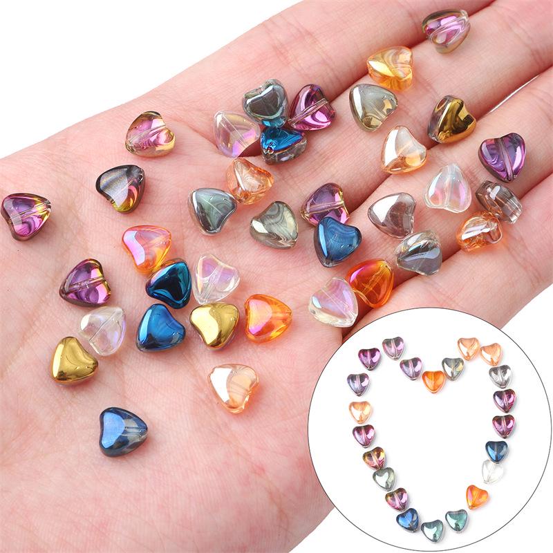 Glaspläterade Persikohjärta Kristall Droppformade Pärlor för DIY Örhängen & Armband