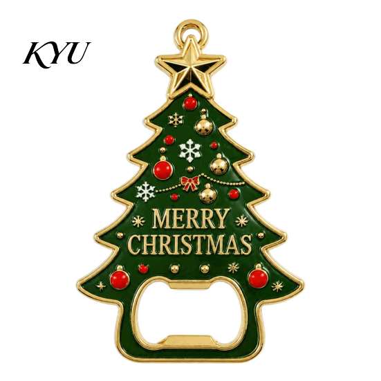 Beer Bottle Opener Christmas Tree Opener, Magnetic Refrigerator Magnet, Heavy Duty Fridge Decor Metal for Kitchen, Holiday Party Favors