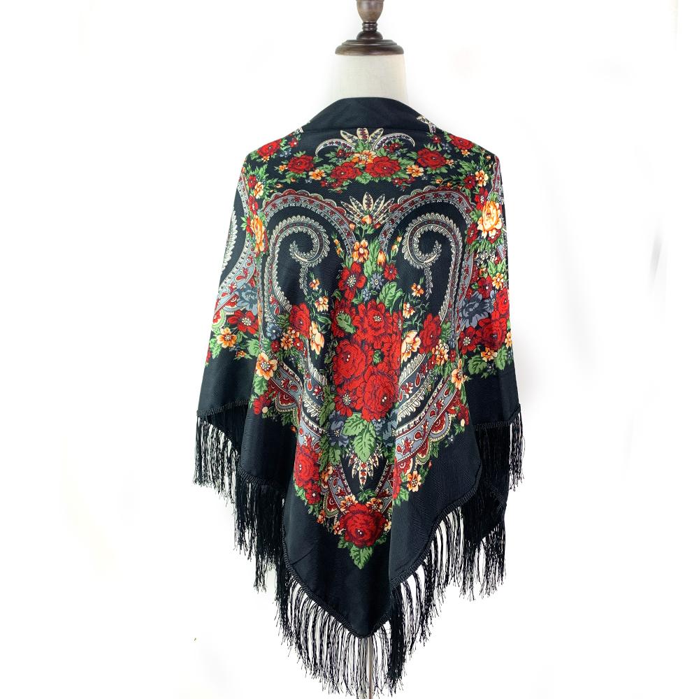 135*135cm Luxury Floral Print Ukrainian Square Scarf