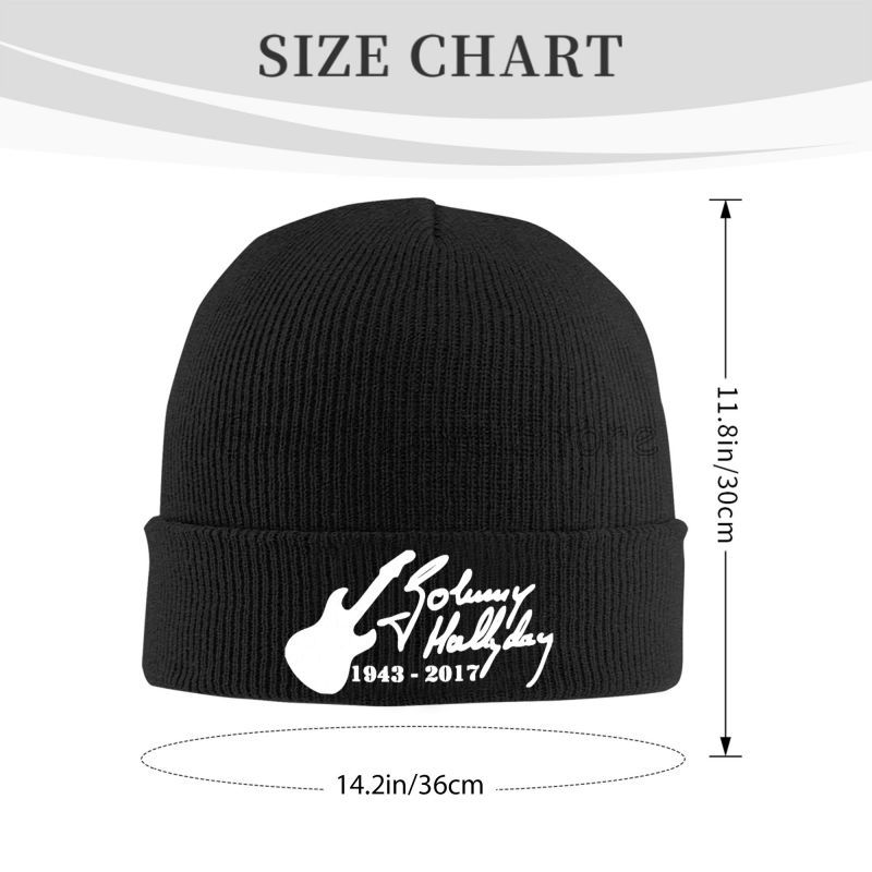 Johnny Hallyday Print Bonnet Hats Street Knit Hat for Men Women Winter Warm Skullies Beanies Cap for Travel Outdoor Camping