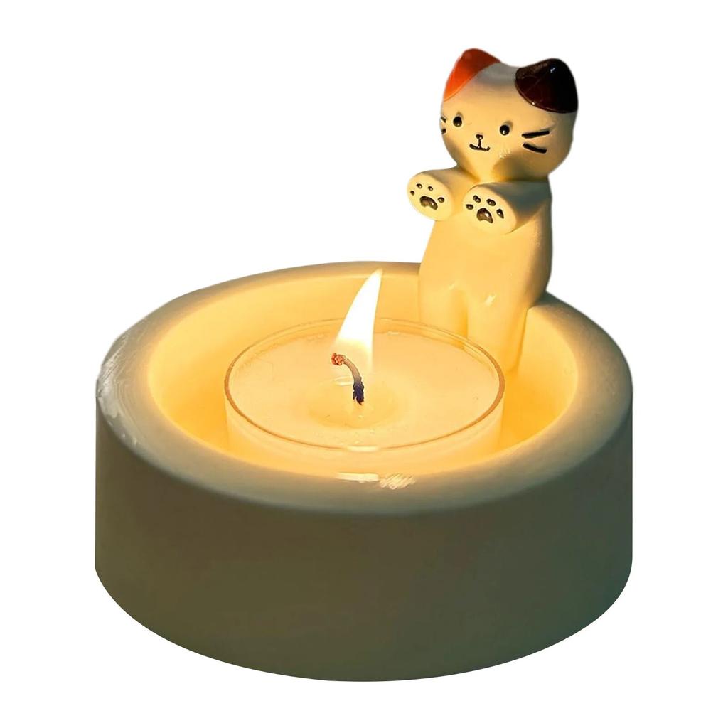Kitten Candle Holder Cute Cat Candlestick Creative Aromatherapy Candle Holder Durable High Tempe Cartoon Candlestick Decoration
