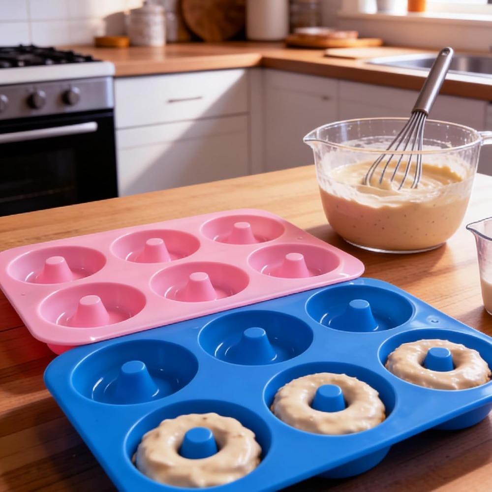 6 Holes Silicone Donut Mold Baking Pan Non-Stick Baking Pastry Chocolate Cake Dessert DIY Decoration Tools Bagels Muffins Donuts
