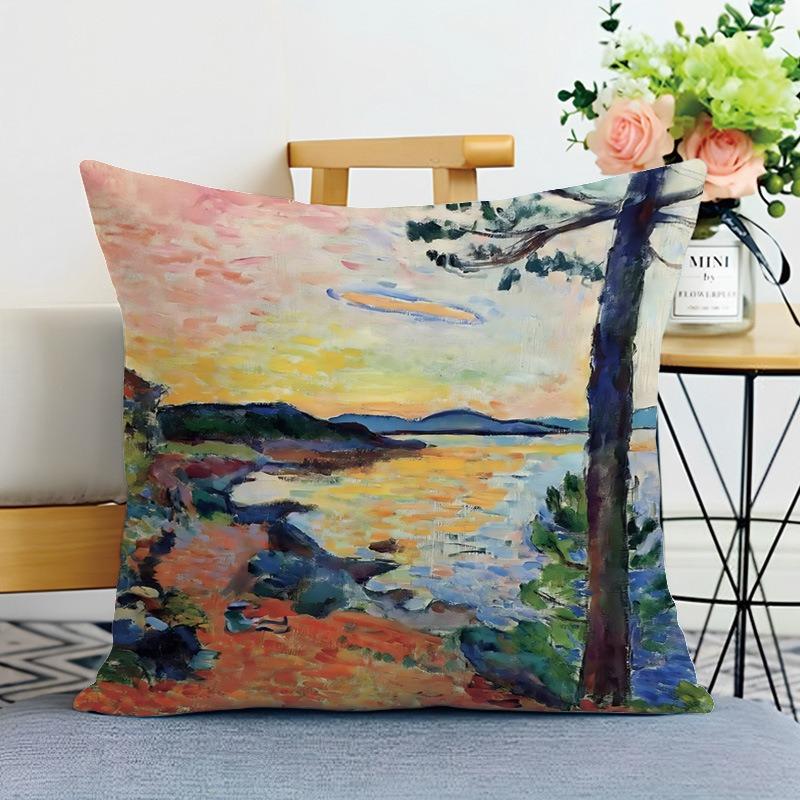 Creative Oil Painting Printed Decorative Pillowcase Bedroom Living Room Square Cushion Pillowcase