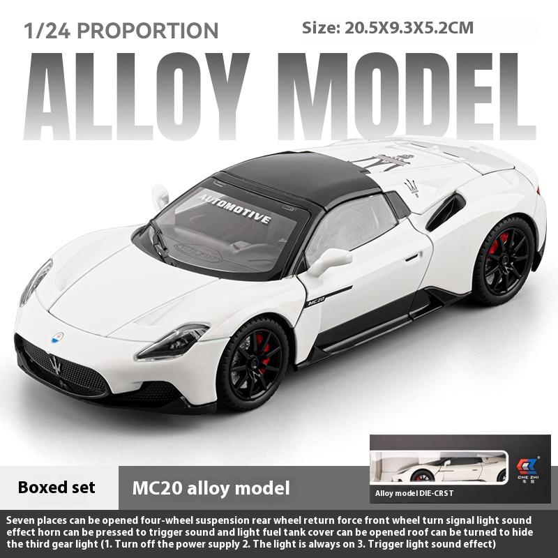 1/24 Alloy Die-cast Maserati MC20 Sports Car Model, Children's Toy Car with Sound and Light, Boys' Birthday Gift, Desktop Decoration