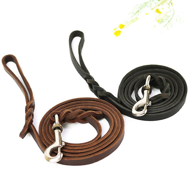 1,2-2,1m Echte Leder Hundeleine mit Haken Haustier Laufen Training Braune Schwarze Farben für Mittlere Große Haustiere Schäferhund Greyhound