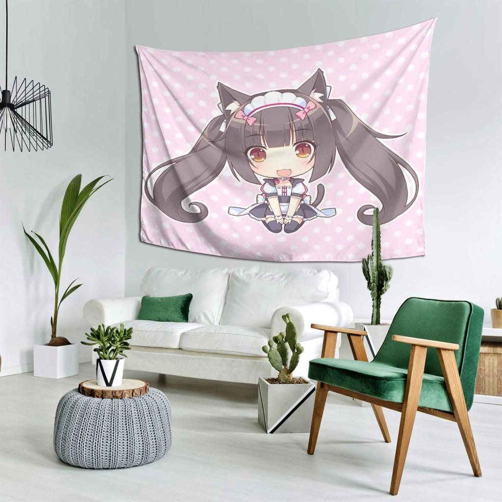Cat Girl Amusement Park Nekopara Chocolate Chocola Tapestry Japanese Anime Cat Girl Maid Printed Anime Style