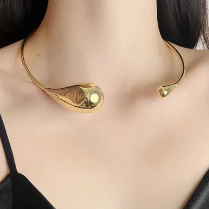 2024 Nytt Oregelbundet Tjockt Vattendroppe Öppet Chokerhalsband för Kvinnor Flickor Punk Goth Mode Semester Smycken