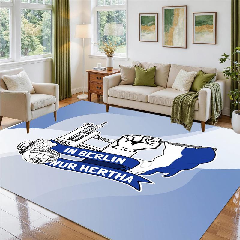 hertha bsc FC Design Crystal Velvet Rug Soft Decorative Mat for Bedroom Entrance