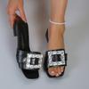 Summer New Small Square Heel Sandals Plus Size 35-43 Fashion Slippers Square Diamond Low Heel Sandals in Stock Beach Sandals