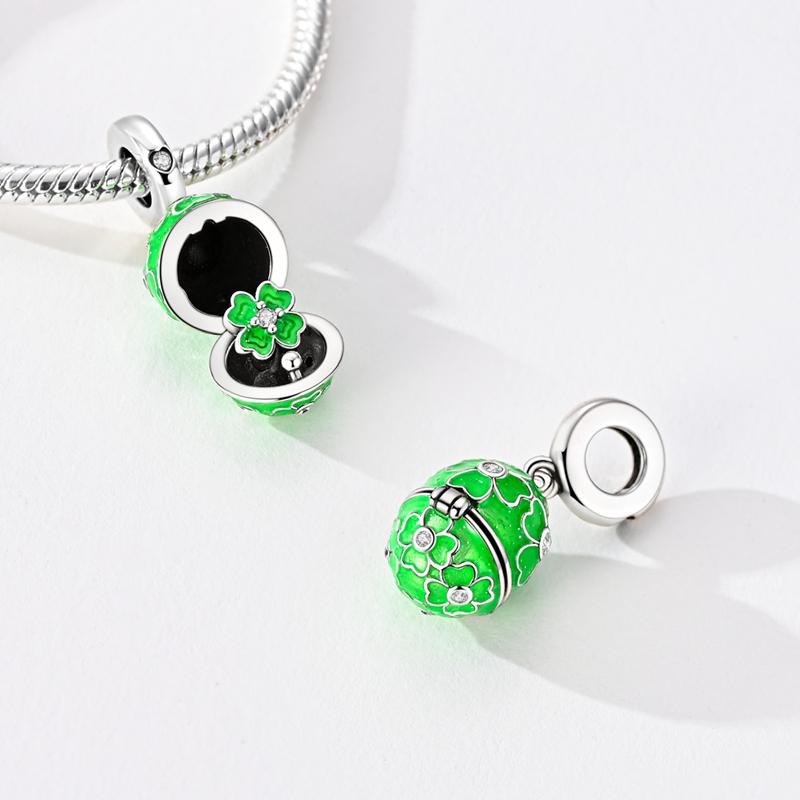 Original 925 Sterling Silver Bead Charm Open able Easter Egg Pendant Fit Original Bracelet Necklace For Women DIY Jewelry Gift