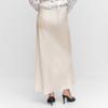 A Line Long Satin Skirts for Women Black Elegant High Waist Maxi Beige Skirts Silk Lace Up Long Skirt Women