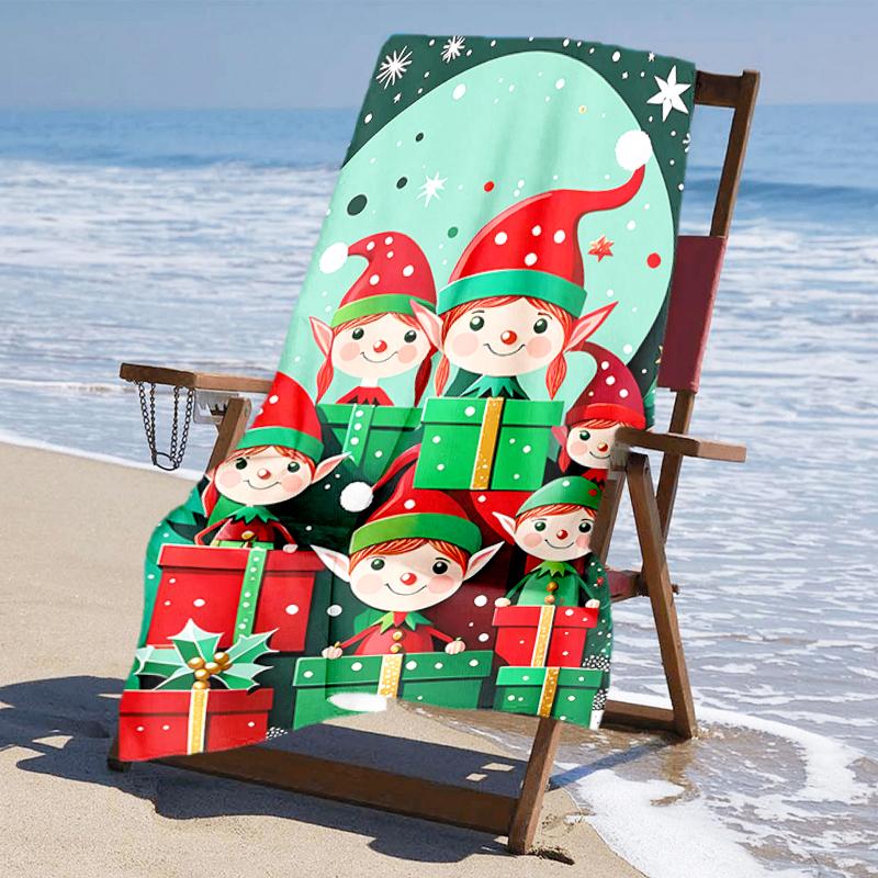 Ultra-Soft Beach Towel with Christmas Santa Claus Theme,Ideal for Pool - Camping, Diving - Perfect Travel Essential, Vibrant Beach Towel.