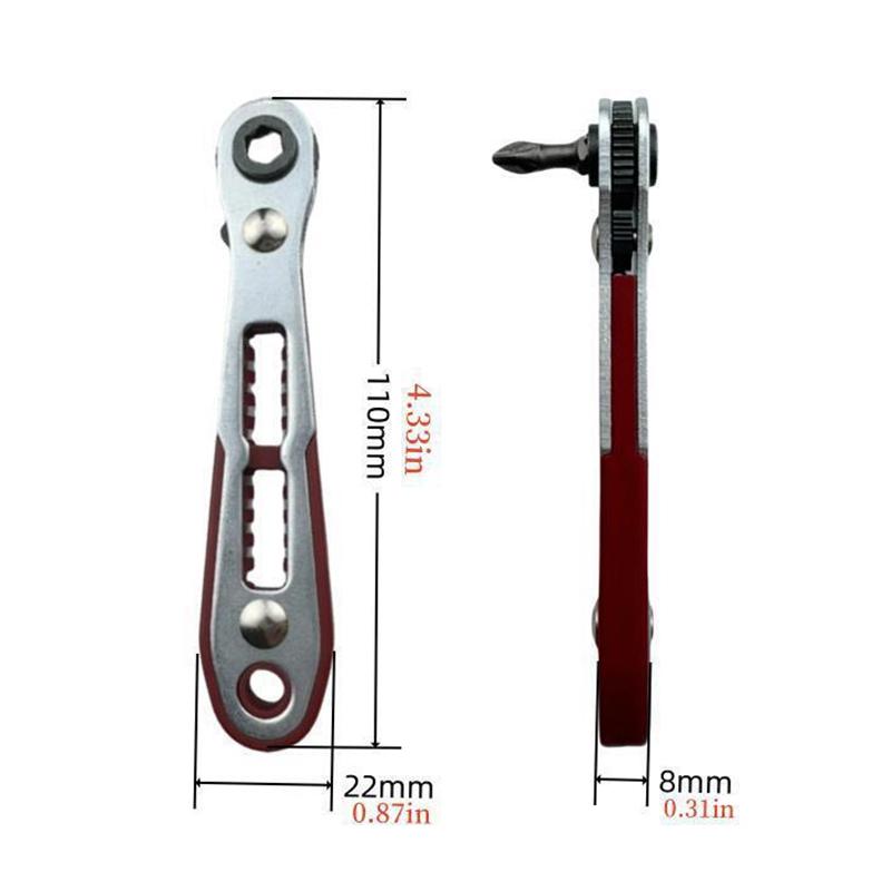 Bidirectional Ratchet Wrench Set With 10 Replaceable Screwdriver Bit For Home Diy Repair Bicycle Maintenance Daily Fixing Job