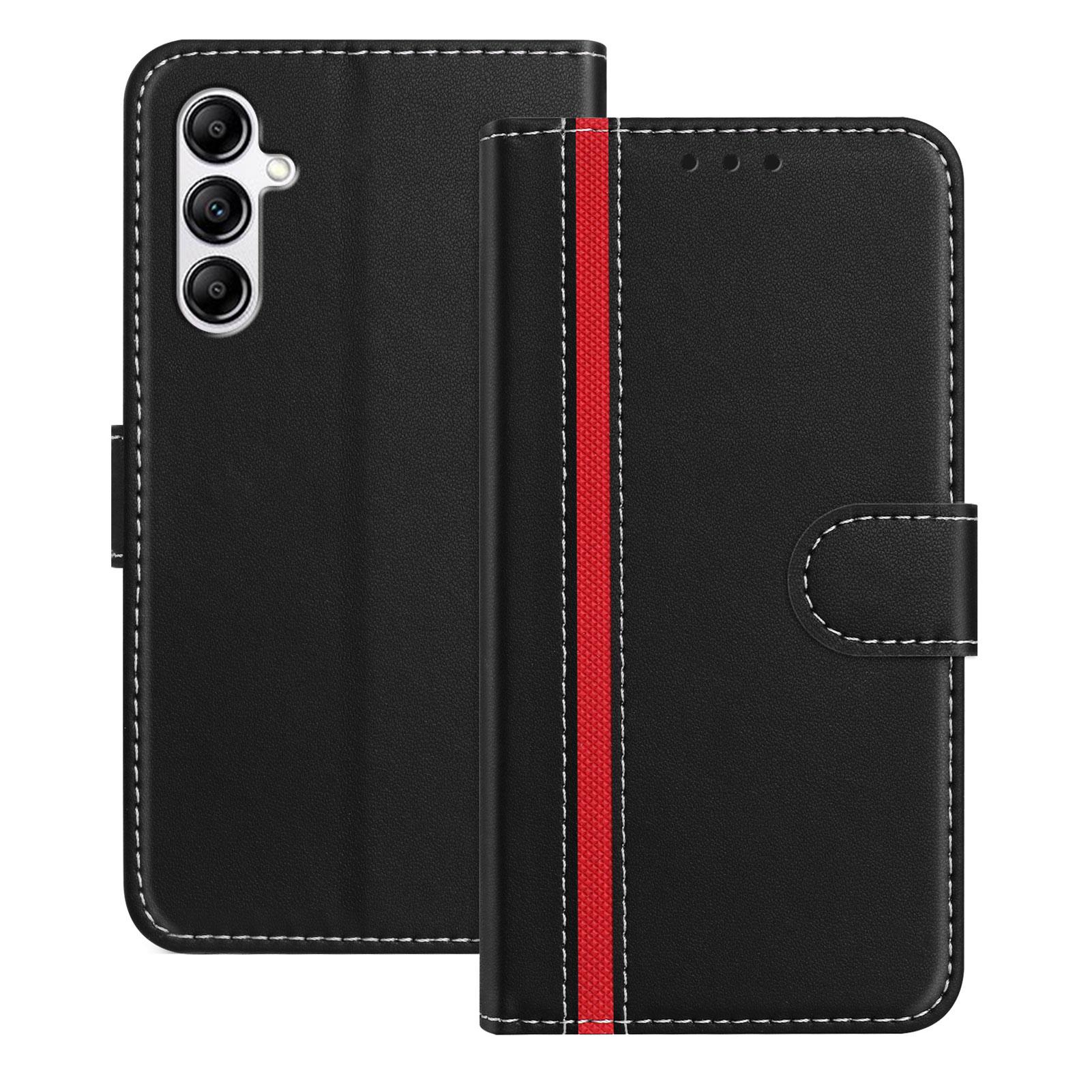 

For Samsung Galaxy A14 5G Phone Cases Wallet Stand Color Splicing Leather Cover with Magnetic Clasp Black