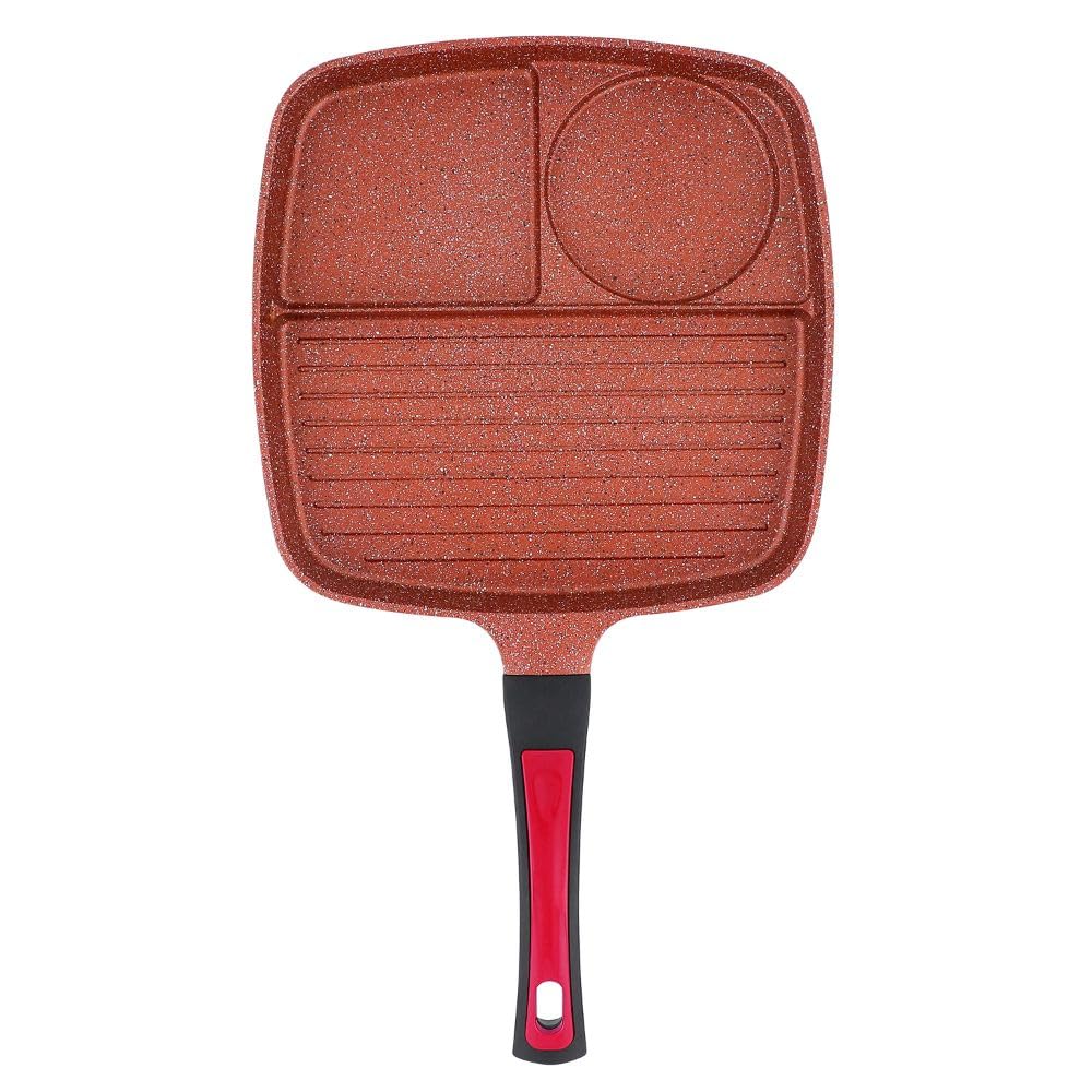 Bestco Frying Pan with 3 Variaspan Dividers, Sides, IH, Gas, Red, ND-5130,