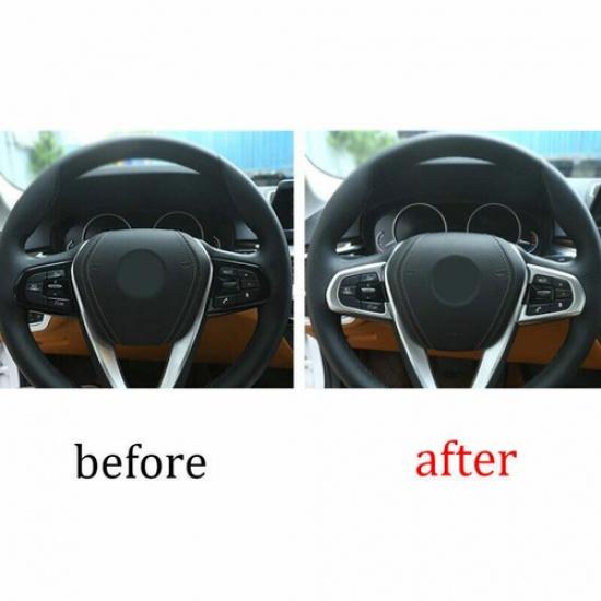 For BMW 5 Series G30 2018-22 Steering Wheel Button Frame Cover Trim Matte Silver