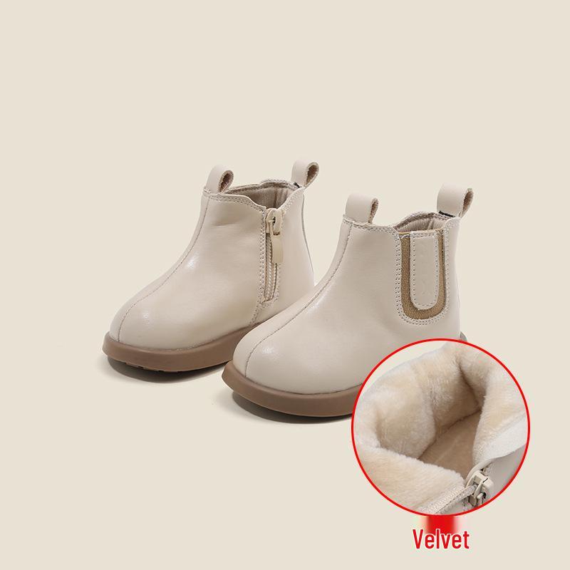 Korean Style Boys' and Girls' Soft Leather Martin Baby Boots - Autumn/Winter