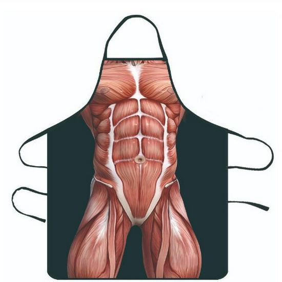 Delantal impermeable de dibujos animados: Diseño divertido y creativo de hombre musculoso