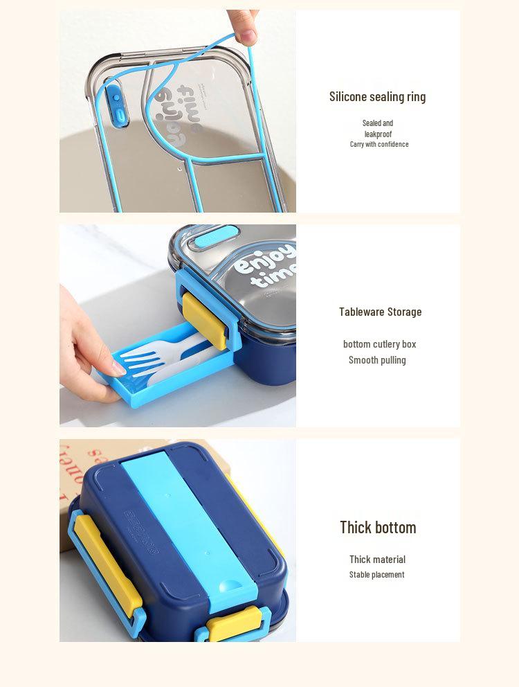 304 Stainless Steel Insulated Lunch Box, Food Grade, Two Compartments with Soup Bowl for Students or Office Workers