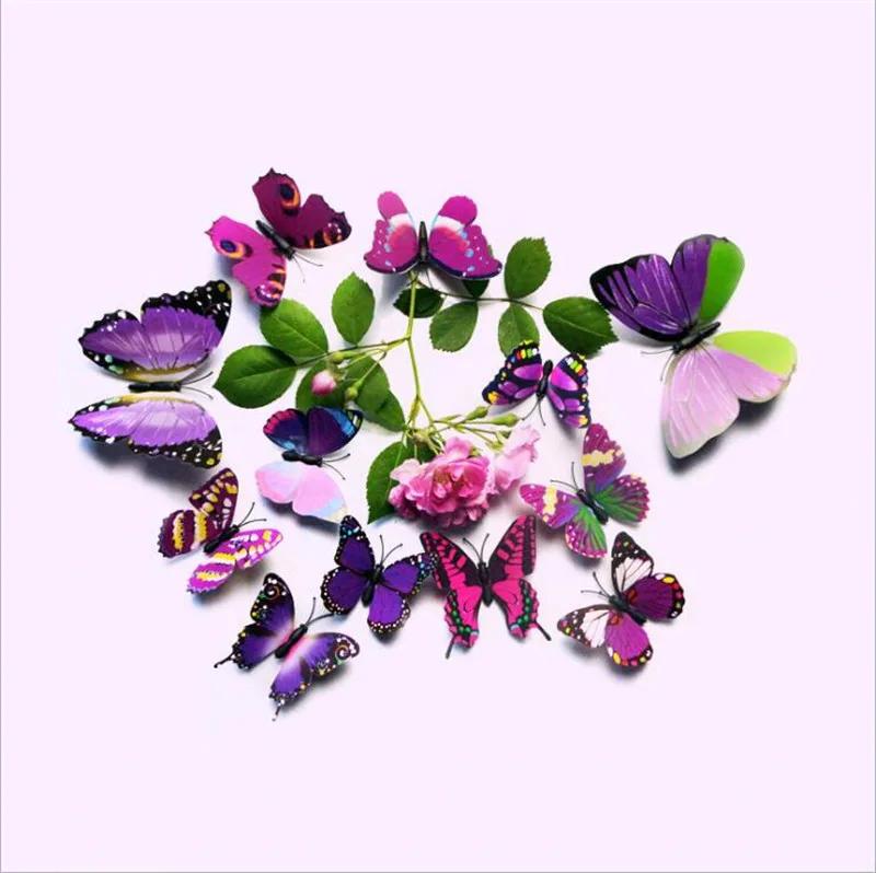 12 Pcs/set Beautiful Art Design 3D Multicolor PVC Magnet Butterfly Wall Sticker For Wall Kids Bedroom Home sticker Decoration