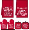 Cotton Thickened Oven Insulated Gloves Insulated Placemat Thickened Absorbent Kitchen Towel Kitchen Baking Set