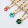 Personalized Light Luxury Stainless Steel Pearl Cuban Chain Natural Stone Pendant Round Turquoise Necklace Jewelry