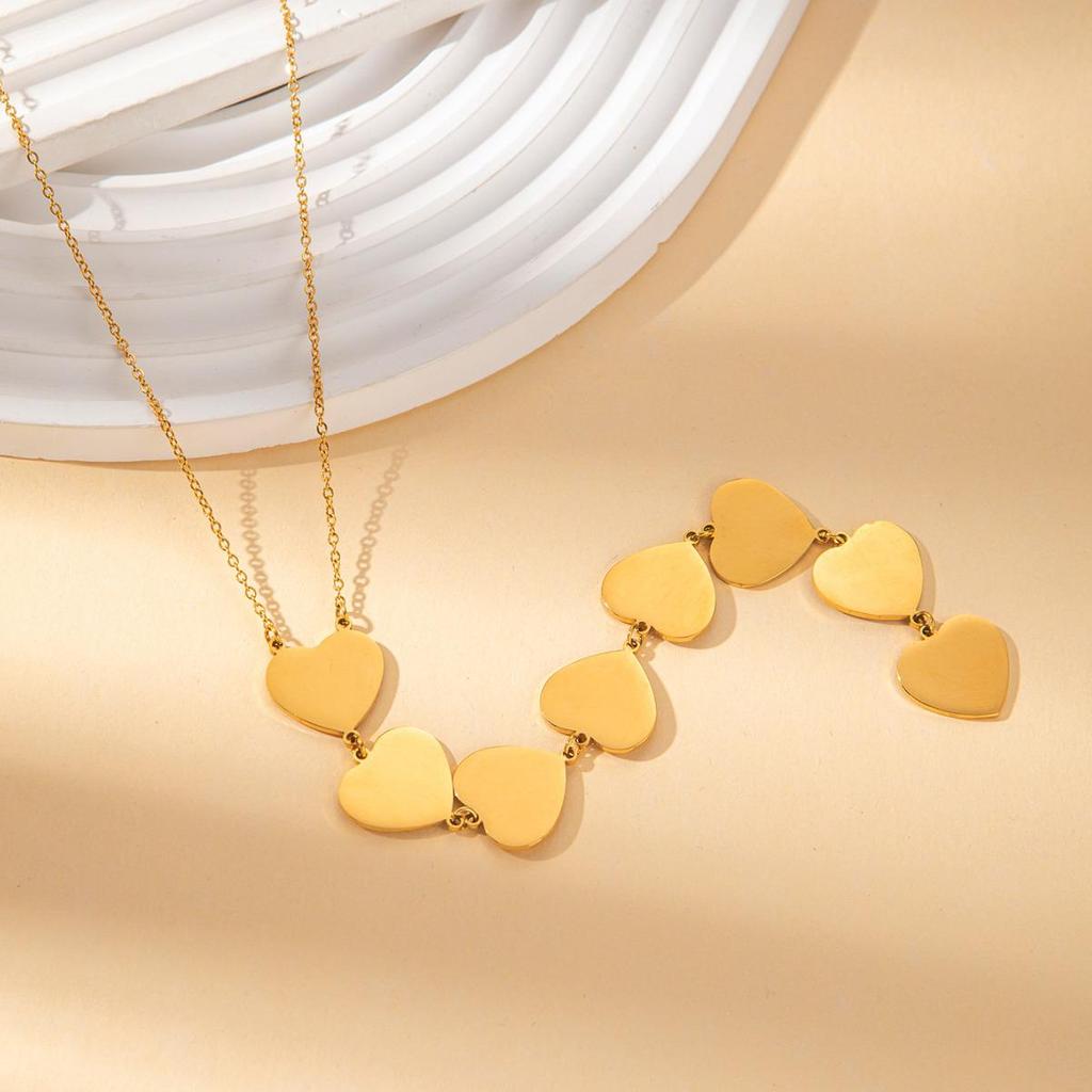 Gold-Plated Heart Pendant Stainless Steel Necklace for Women