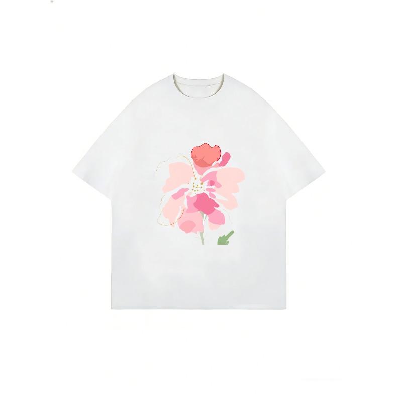 Oversized T Shirt Dress Black Floral Print Pink Flower Design Casual Everyday Wear